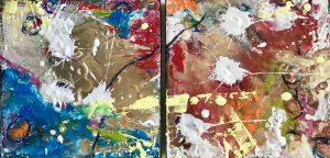 Abstract encaustic artwork detail
