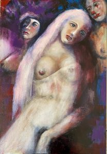 Pink Hair Don't Care painting