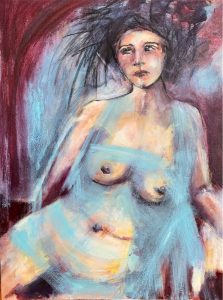 Sensitively painted female nude thinking
